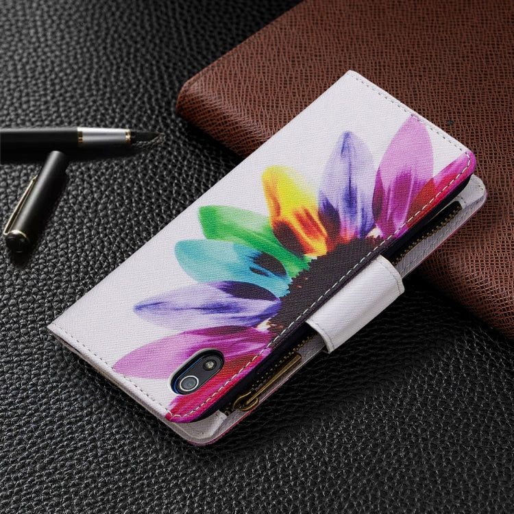 For Xiaomi Redmi 7A Colored Drawing Pattern Zipper Horizontal Flip Leather Case with Holder & Card Slots & Wallet