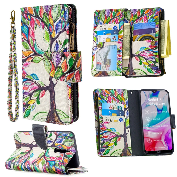 For Xiaomi Redmi 8 Colored Drawing Pattern Zipper Horizontal Flip Leather Case with Holder & Card Slots & Wallet