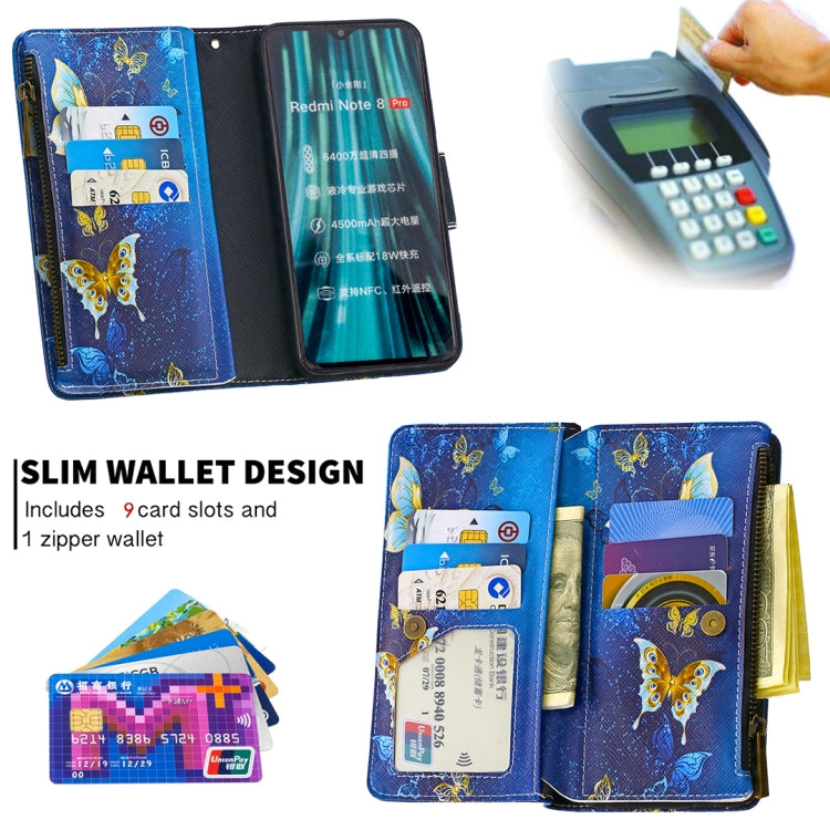 For Xiaomi Redmi Note 8 Pro Colored Drawing Pattern Zipper Horizontal Flip Leather Case with Holder & Card Slots & Wallet