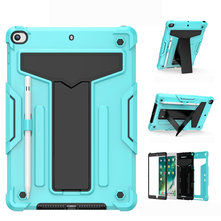 For iPad 10.2 / iPad Pro 10.5 T-shaped Bracket Contrast Color Shockproof PC + Silicone Flat Protective Case
