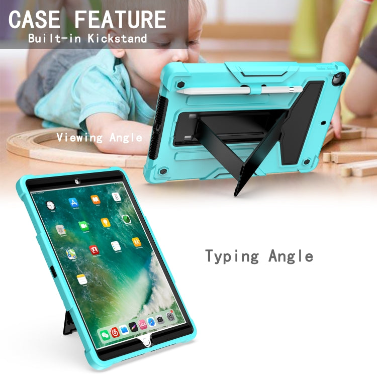 For iPad 10.2 / iPad Pro 10.5 T-shaped Bracket Contrast Color Shockproof PC + Silicone Flat Protective Case