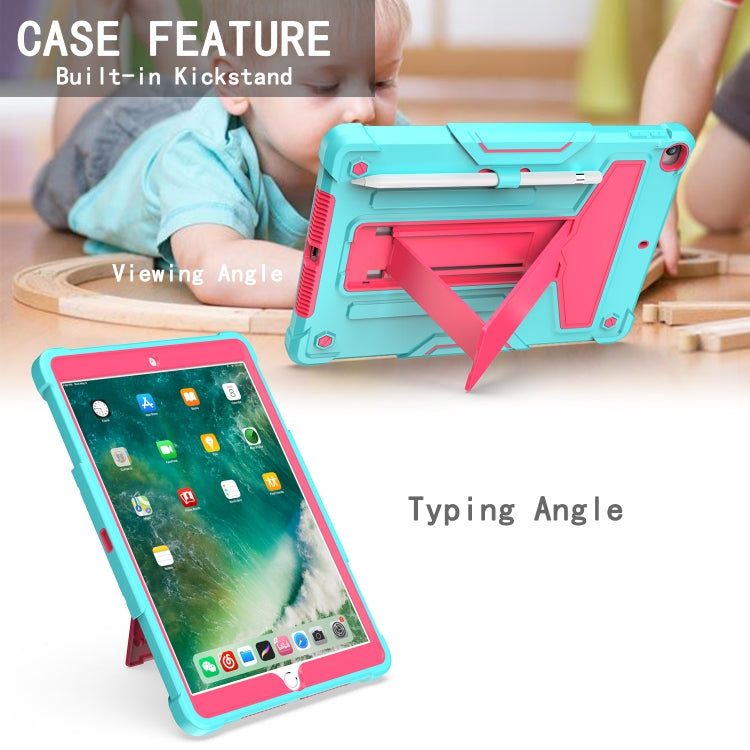 For iPad 10.2 / iPad Pro 10.5 T-shaped Bracket Contrast Color Shockproof PC + Silicone Flat Protective Case