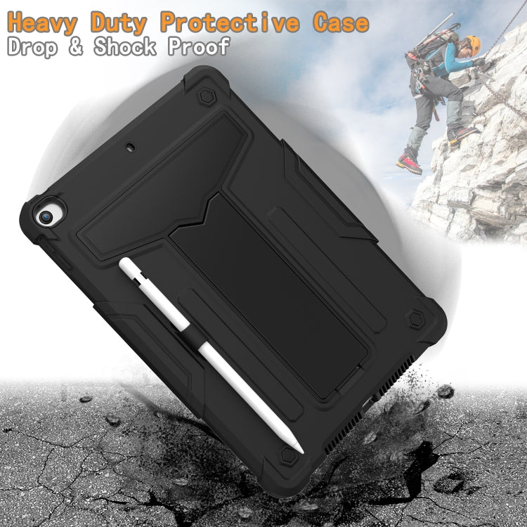 For iPad 10.2 / iPad Pro 10.5 T-shaped Bracket Contrast Color Shockproof PC + Silicone Flat Protective Case