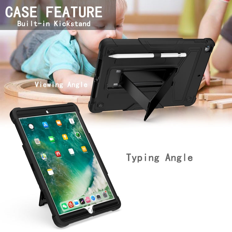 For iPad 10.2 / iPad Pro 10.5 T-shaped Bracket Contrast Color Shockproof PC + Silicone Flat Protective Case