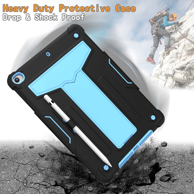 For iPad 10.2 / iPad Pro 10.5 T-shaped Bracket Contrast Color Shockproof PC + Silicone Flat Protective Case