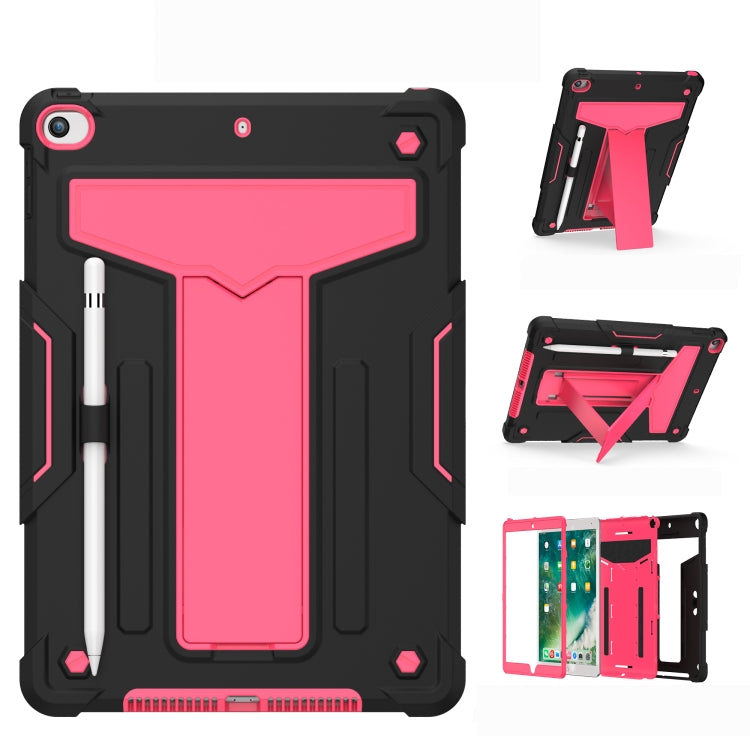 For iPad 10.2 / iPad Pro 10.5 T-shaped Bracket Contrast Color Shockproof PC + Silicone Flat Protective Case