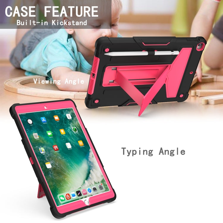For iPad 10.2 / iPad Pro 10.5 T-shaped Bracket Contrast Color Shockproof PC + Silicone Flat Protective Case