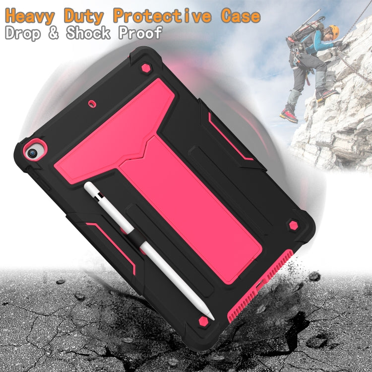 For iPad 10.2 / iPad Pro 10.5 T-shaped Bracket Contrast Color Shockproof PC + Silicone Flat Protective Case