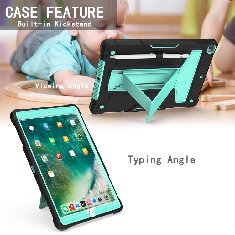 For iPad 10.2 / iPad Pro 10.5 T-shaped Bracket Contrast Color Shockproof PC + Silicone Flat Protective Case