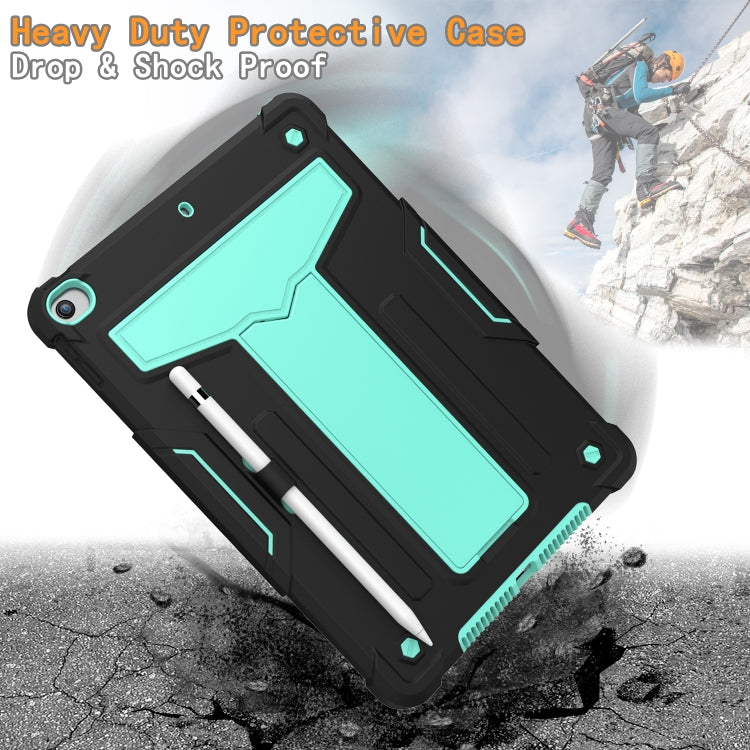 For iPad 10.2 / iPad Pro 10.5 T-shaped Bracket Contrast Color Shockproof PC + Silicone Flat Protective Case