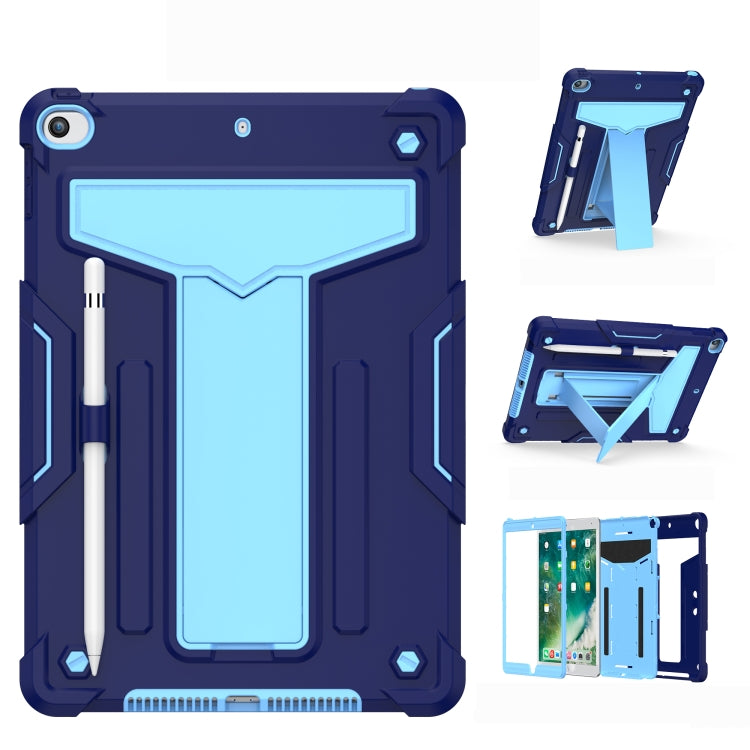 For iPad 10.2 / iPad Pro 10.5 T-shaped Bracket Contrast Color Shockproof PC + Silicone Flat Protective Case