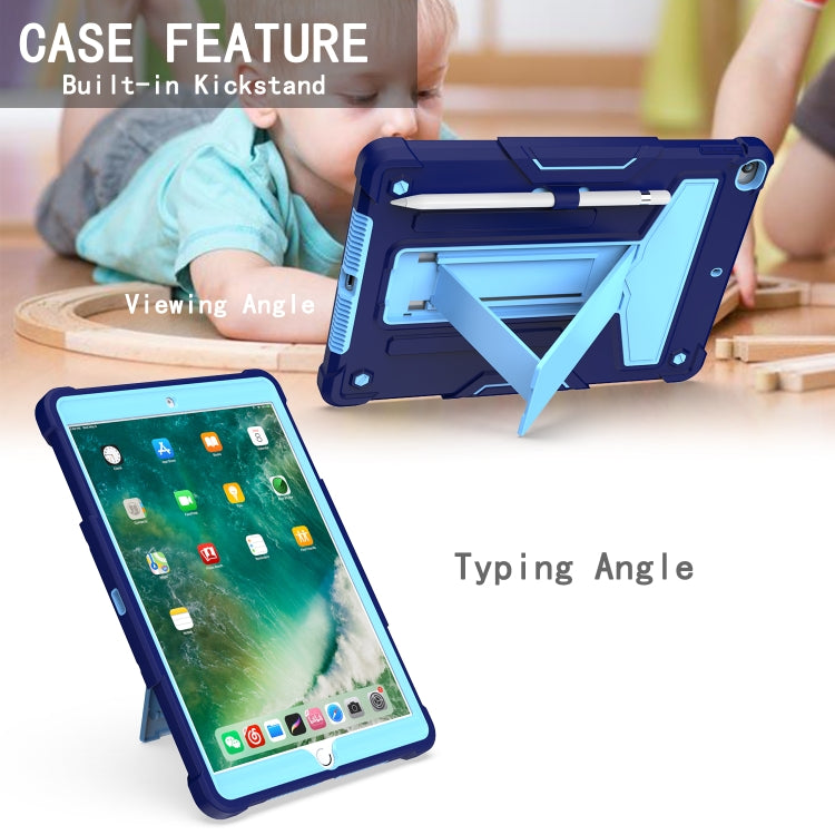 For iPad 10.2 / iPad Pro 10.5 T-shaped Bracket Contrast Color Shockproof PC + Silicone Flat Protective Case