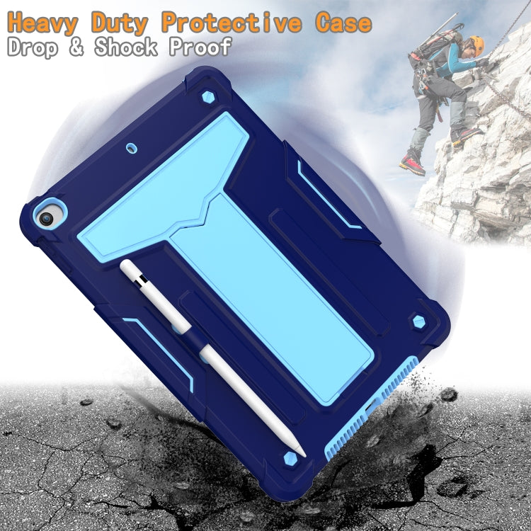 For iPad 10.2 / iPad Pro 10.5 T-shaped Bracket Contrast Color Shockproof PC + Silicone Flat Protective Case