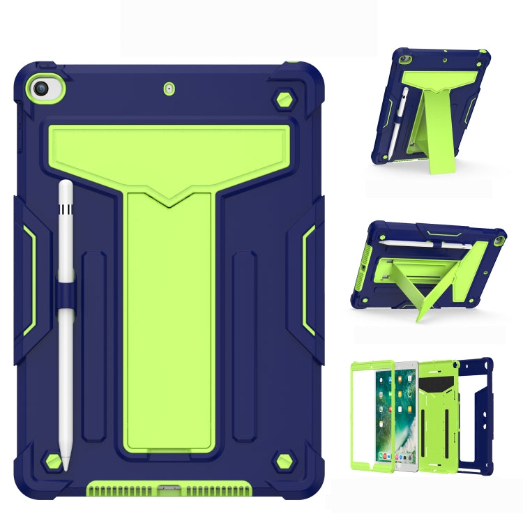For iPad 10.2 / iPad Pro 10.5 T-shaped Bracket Contrast Color Shockproof PC + Silicone Flat Protective Case