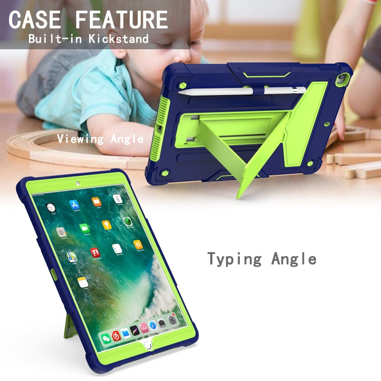 For iPad 10.2 / iPad Pro 10.5 T-shaped Bracket Contrast Color Shockproof PC + Silicone Flat Protective Case