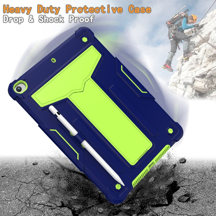 For iPad 10.2 / iPad Pro 10.5 T-shaped Bracket Contrast Color Shockproof PC + Silicone Flat Protective Case