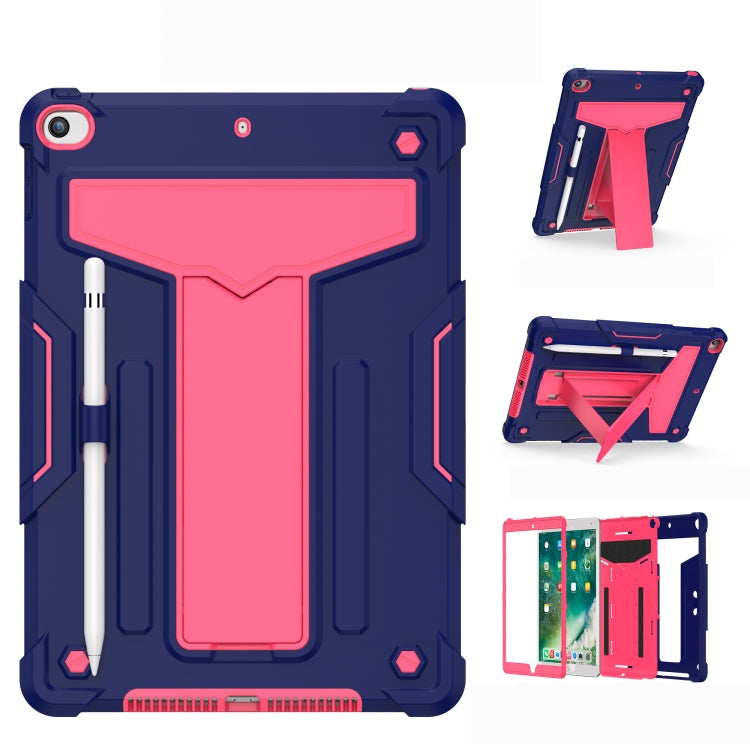 For iPad 10.2 / iPad Pro 10.5 T-shaped Bracket Contrast Color Shockproof PC + Silicone Flat Protective Case