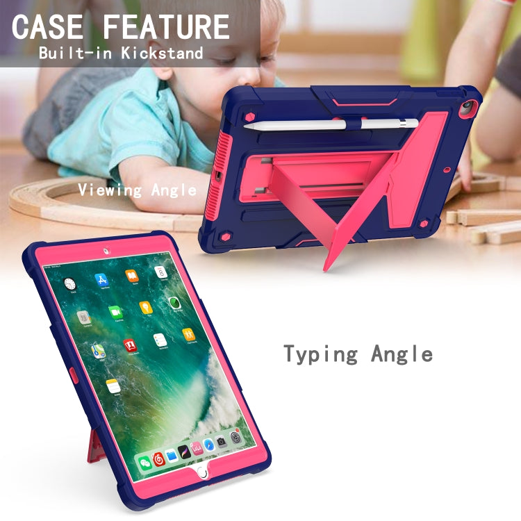 For iPad 10.2 / iPad Pro 10.5 T-shaped Bracket Contrast Color Shockproof PC + Silicone Flat Protective Case