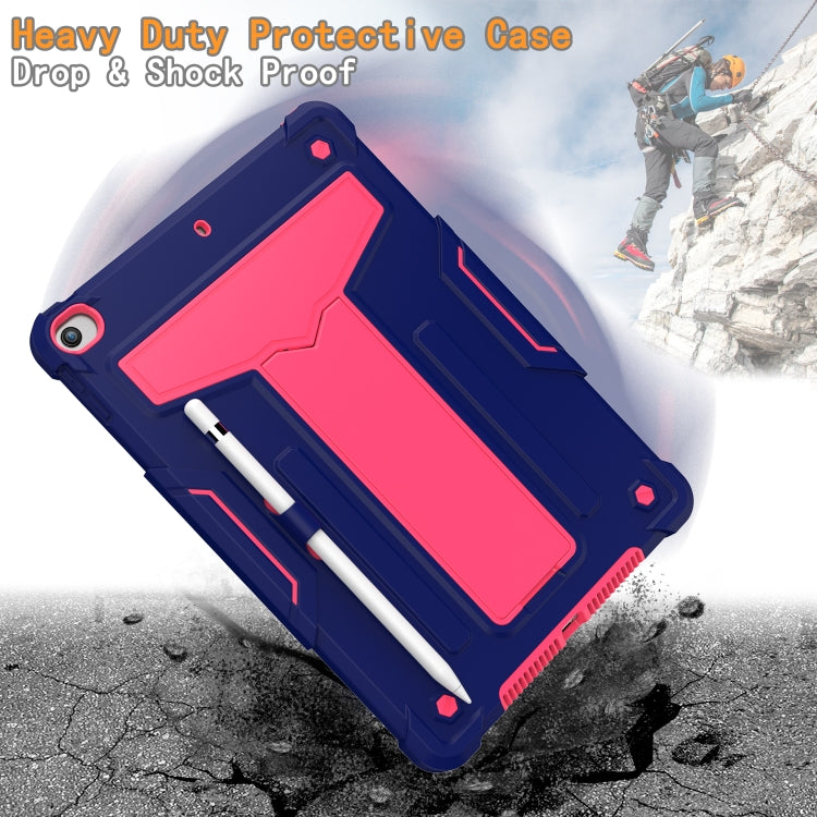 For iPad 10.2 / iPad Pro 10.5 T-shaped Bracket Contrast Color Shockproof PC + Silicone Flat Protective Case