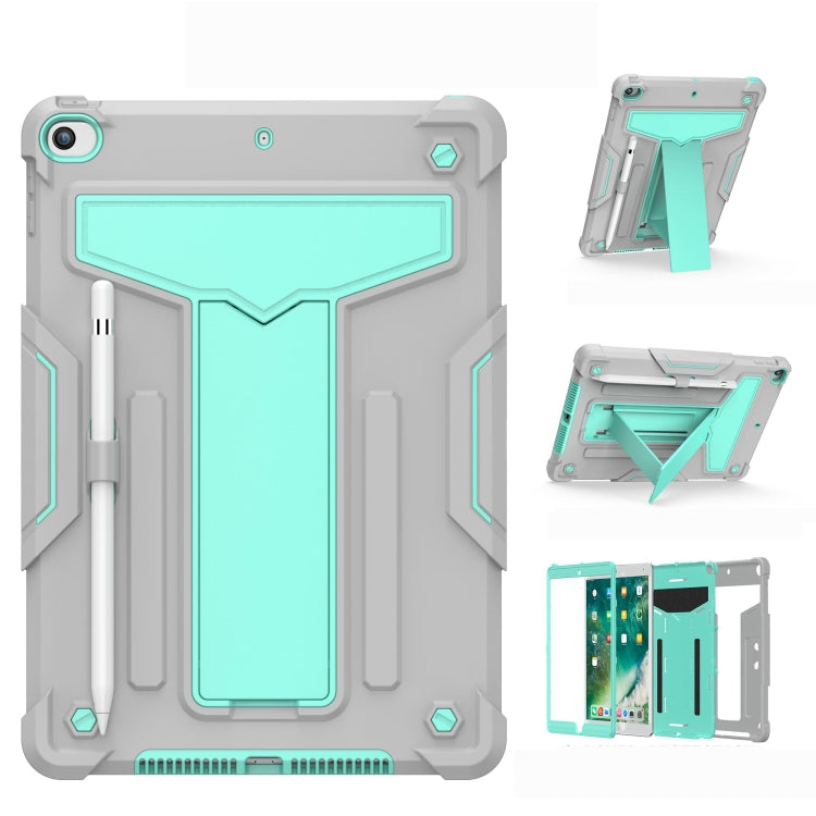 For iPad 10.2 / iPad Pro 10.5 T-shaped Bracket Contrast Color Shockproof PC + Silicone Flat Protective Case
