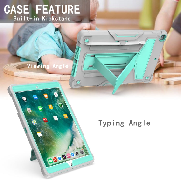 For iPad 10.2 / iPad Pro 10.5 T-shaped Bracket Contrast Color Shockproof PC + Silicone Flat Protective Case
