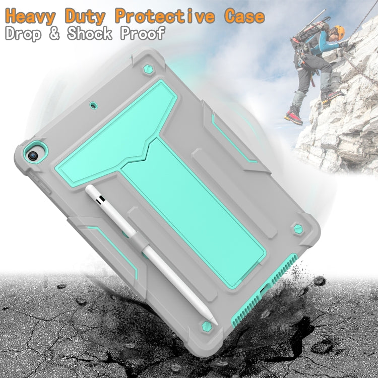 For iPad 10.2 / iPad Pro 10.5 T-shaped Bracket Contrast Color Shockproof PC + Silicone Flat Protective Case