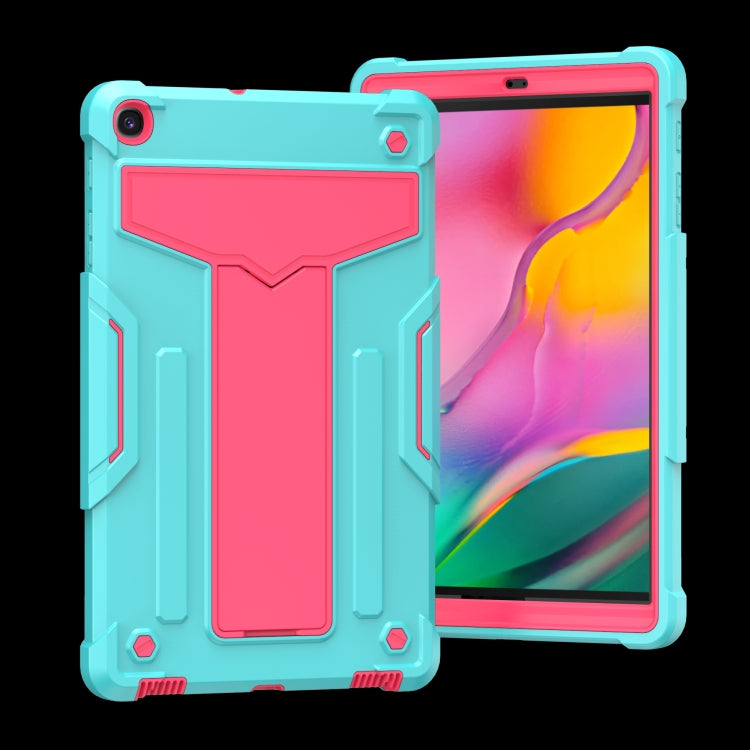 For Samsung Galaxy Tab A8.4 (2020) T307 T-shaped Bracket Contrast Color Shockproof PC + Silicone Flat Protective Case