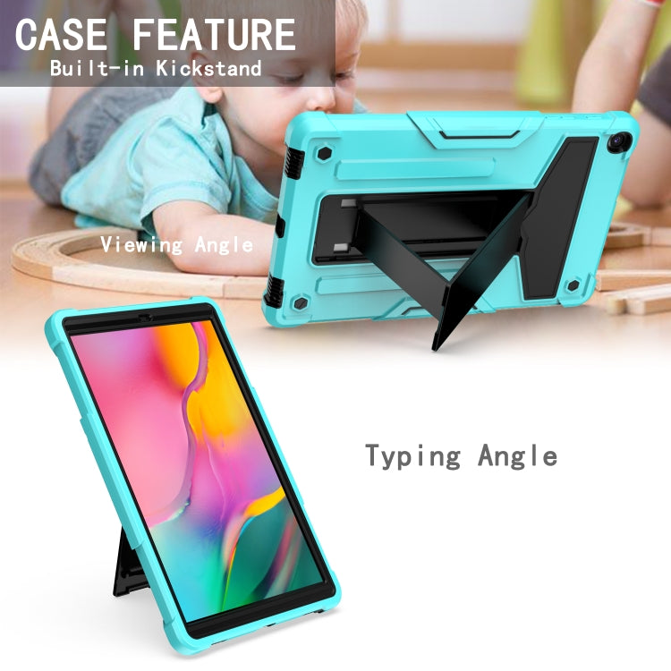 For Samsung Galaxy Tab A8.4 (2020) T307 T-shaped Bracket Contrast Color Shockproof PC + Silicone Flat Protective Case
