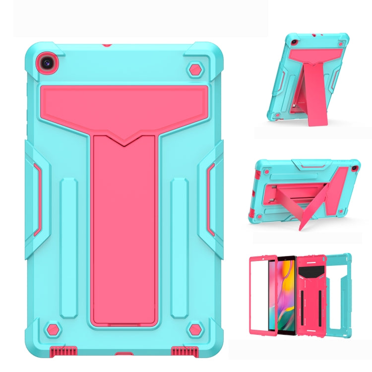 For Samsung Galaxy Tab A8.4 (2020) T307 T-shaped Bracket Contrast Color Shockproof PC + Silicone Flat Protective Case