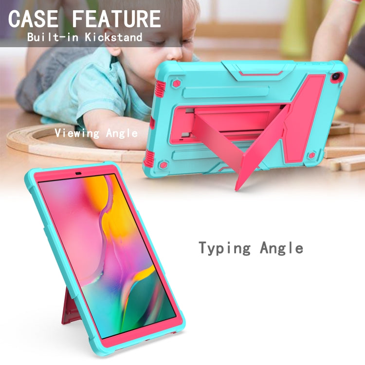 For Samsung Galaxy Tab A8.4 (2020) T307 T-shaped Bracket Contrast Color Shockproof PC + Silicone Flat Protective Case