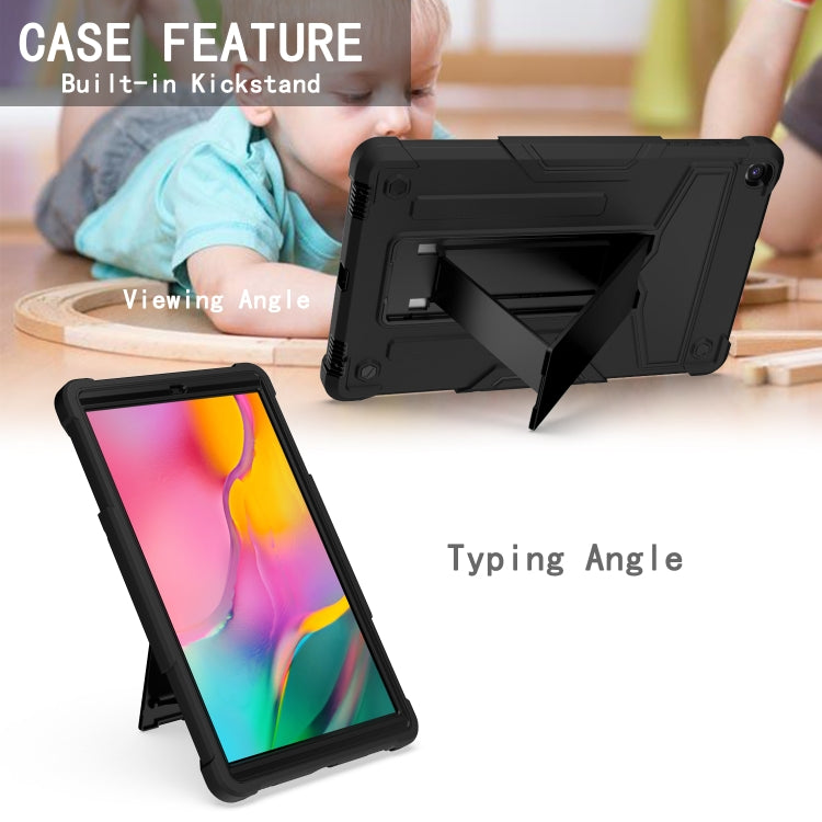 For Samsung Galaxy Tab A8.4 (2020) T307 T-shaped Bracket Contrast Color Shockproof PC + Silicone Flat Protective Case