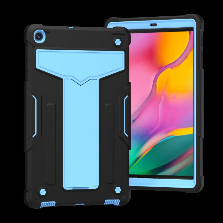 For Samsung Galaxy Tab A8.4 (2020) T307 T-shaped Bracket Contrast Color Shockproof PC + Silicone Flat Protective Case
