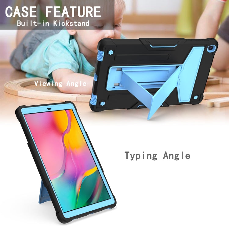 For Samsung Galaxy Tab A8.4 (2020) T307 T-shaped Bracket Contrast Color Shockproof PC + Silicone Flat Protective Case