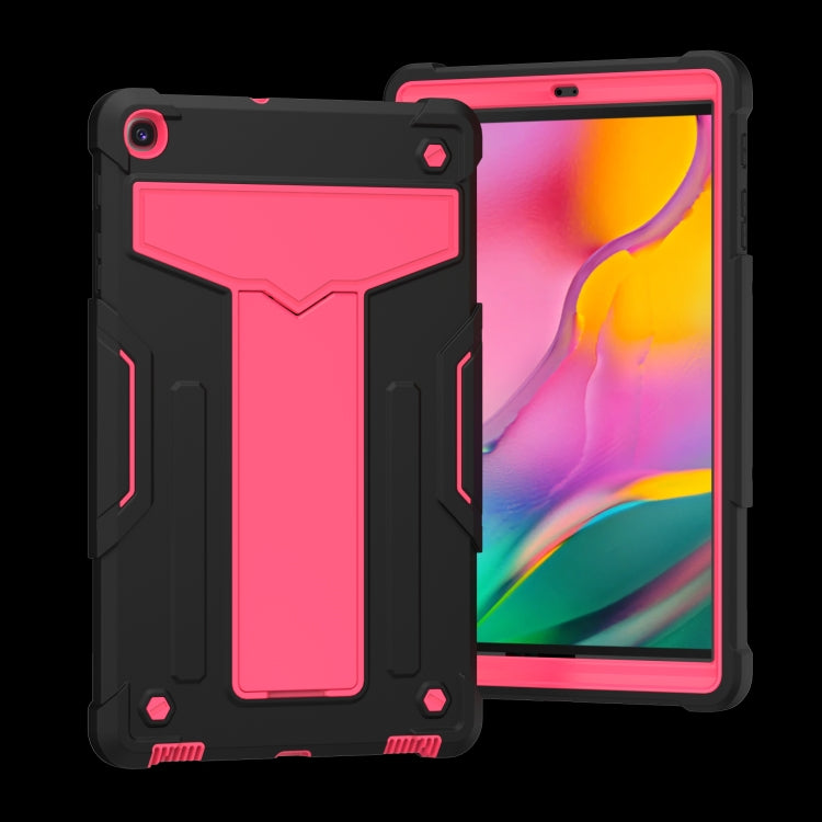 For Samsung Galaxy Tab A8.4 (2020) T307 T-shaped Bracket Contrast Color Shockproof PC + Silicone Flat Protective Case