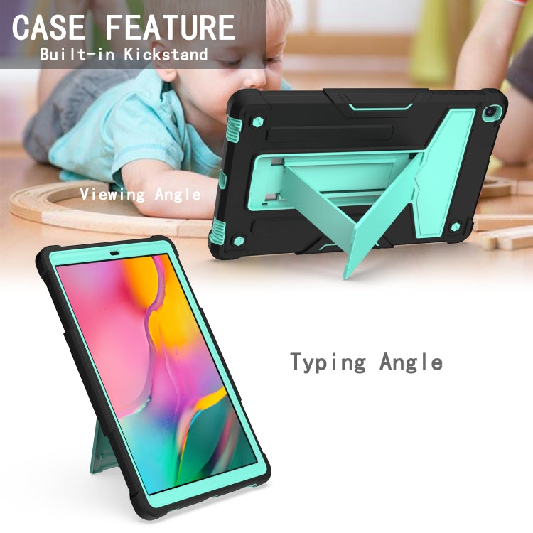 For Samsung Galaxy Tab A8.4 (2020) T307 T-shaped Bracket Contrast Color Shockproof PC + Silicone Flat Protective Case