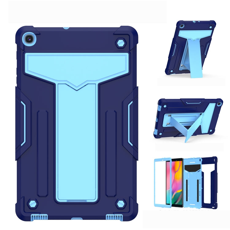 For Samsung Galaxy Tab A8.4 (2020) T307 T-shaped Bracket Contrast Color Shockproof PC + Silicone Flat Protective Case
