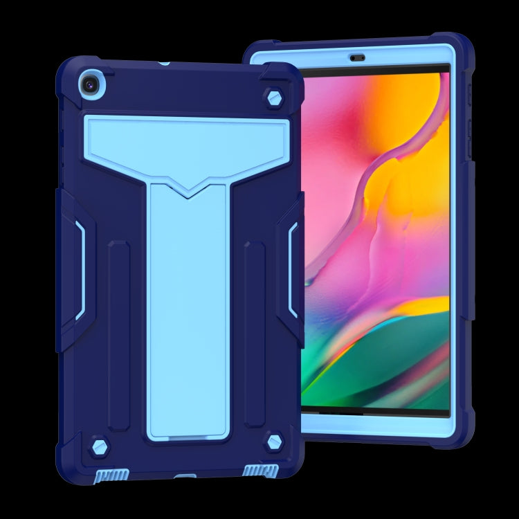 For Samsung Galaxy Tab A8.4 (2020) T307 T-shaped Bracket Contrast Color Shockproof PC + Silicone Flat Protective Case