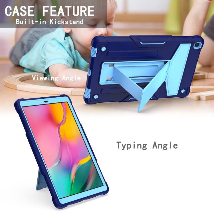 For Samsung Galaxy Tab A8.4 (2020) T307 T-shaped Bracket Contrast Color Shockproof PC + Silicone Flat Protective Case