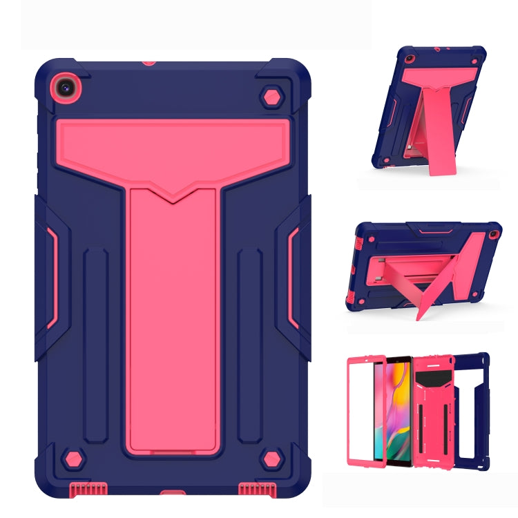 For Samsung Galaxy Tab A8.4 (2020) T307 T-shaped Bracket Contrast Color Shockproof PC + Silicone Flat Protective Case