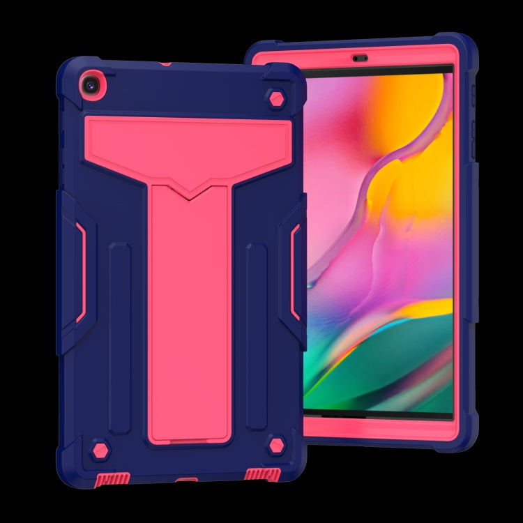 For Samsung Galaxy Tab A8.4 (2020) T307 T-shaped Bracket Contrast Color Shockproof PC + Silicone Flat Protective Case
