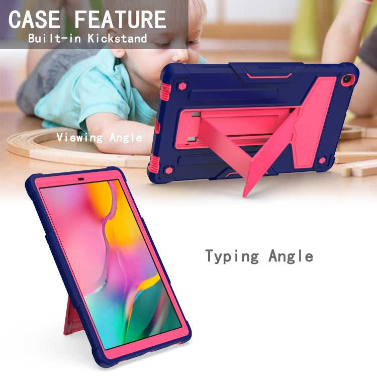 For Samsung Galaxy Tab A8.4 (2020) T307 T-shaped Bracket Contrast Color Shockproof PC + Silicone Flat Protective Case