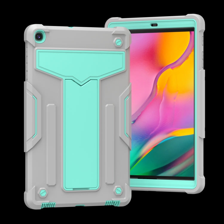 For Samsung Galaxy Tab A8.4 (2020) T307 T-shaped Bracket Contrast Color Shockproof PC + Silicone Flat Protective Case