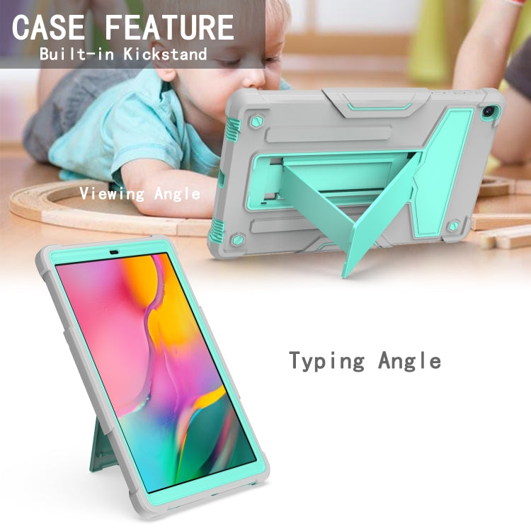 For Samsung Galaxy Tab A8.4 (2020) T307 T-shaped Bracket Contrast Color Shockproof PC + Silicone Flat Protective Case