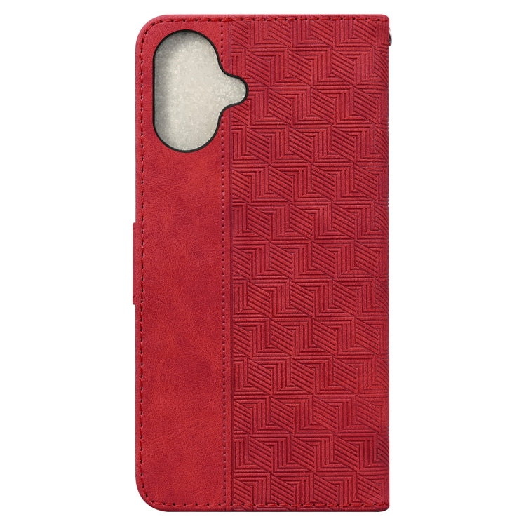 For iPhone 16 Geometric Embossed Leather Phone Case