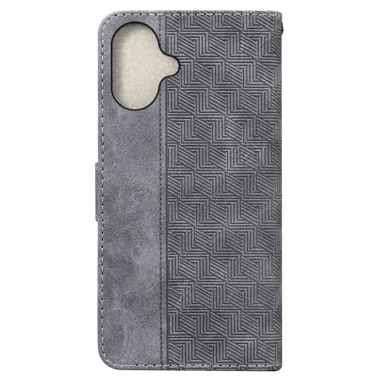 For iPhone 16 Plus Geometric Embossed Leather Phone Case