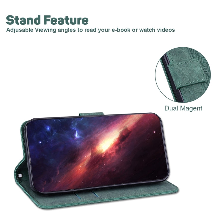 For iPhone 16 Plus Geometric Embossed Leather Phone Case
