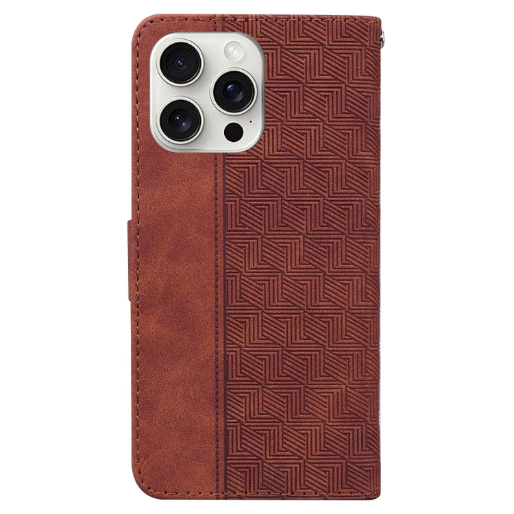 For iPhone 16 Pro Geometric Embossed Leather Phone Case