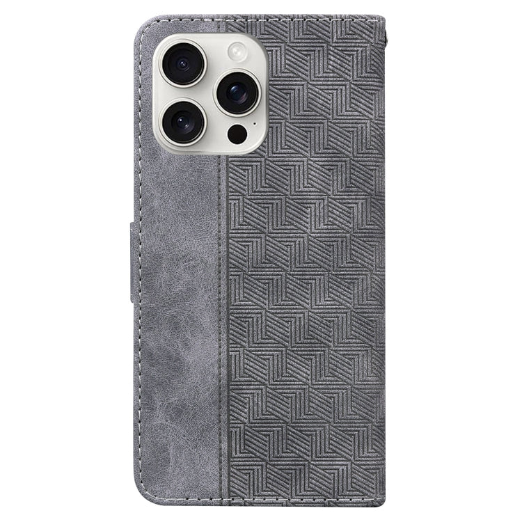 For iPhone 16 Pro Geometric Embossed Leather Phone Case