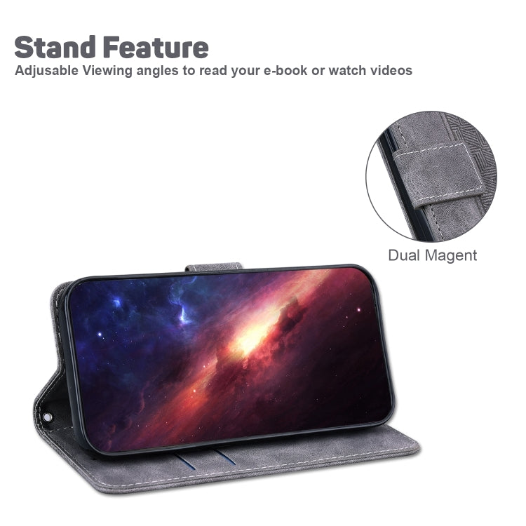 For iPhone 16 Pro Geometric Embossed Leather Phone Case