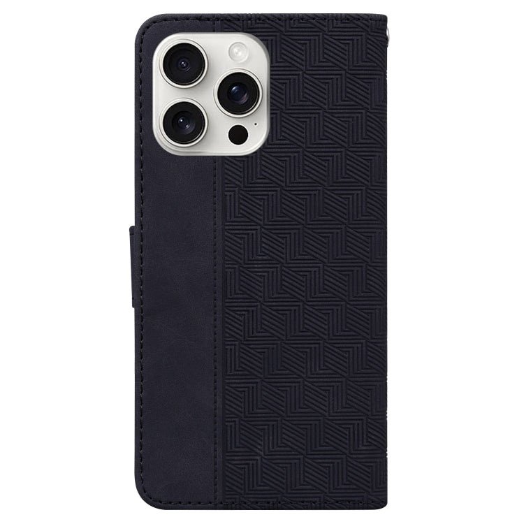 For iPhone 16 Pro Geometric Embossed Leather Phone Case